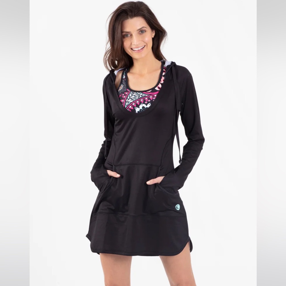 NWT Women’s Wave Life Paisley Park Black Swim Cover Up Dress in Size XS.